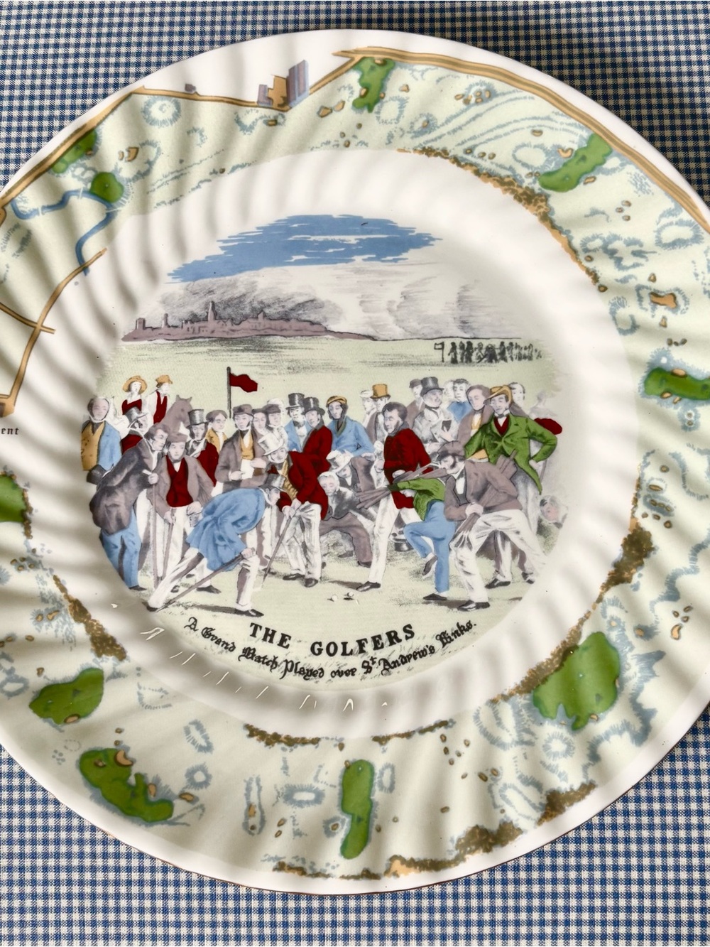 St. Andrew’s Bone China “The Golfers” Made in Scotland vintage commentary plate